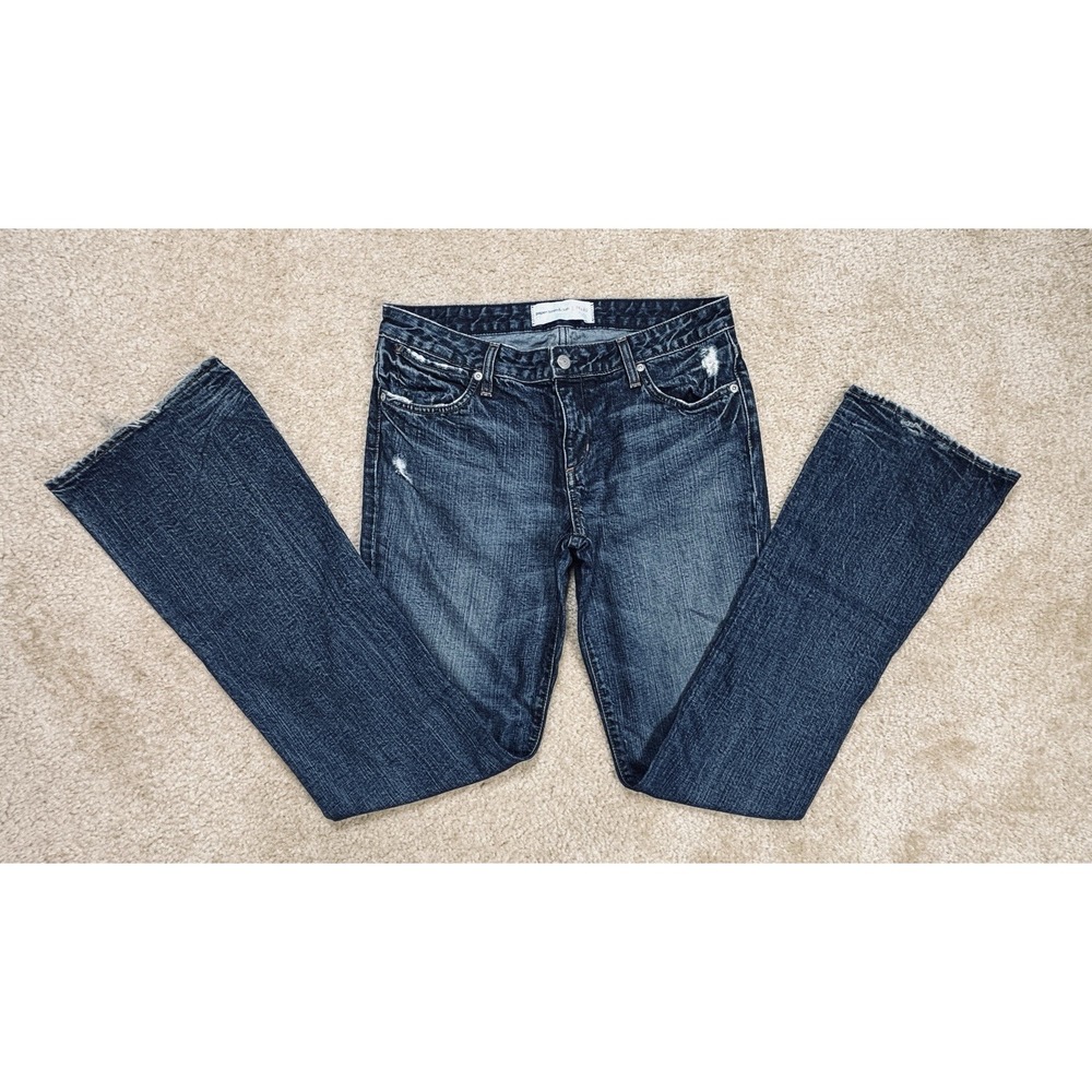 Paper Denim & Cloth Low Rise Bootcut Jeans Dark Indigo Distressed Women 29 Tall